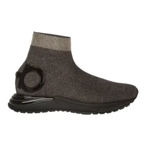 SALVATORE FERRAGAMO Gardena Women's 726011 BLK Metallic Sock Sneaker