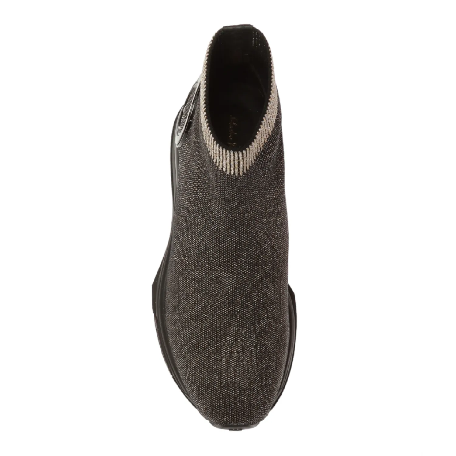 SALVATORE FERRAGAMO Gardena Women's 726011 BLK Metallic Sock Sneaker