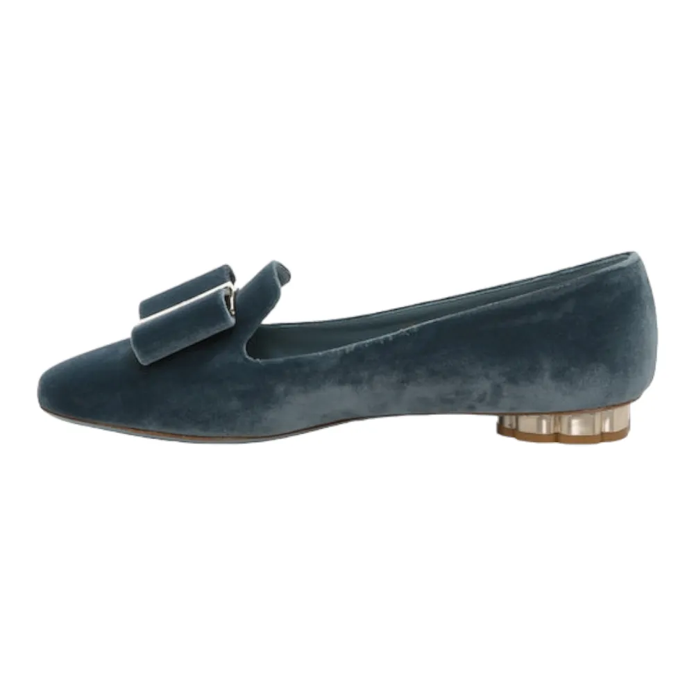 SALVATORE FERRAGAMO Sarno Women's 725068 Steel Blue Flats