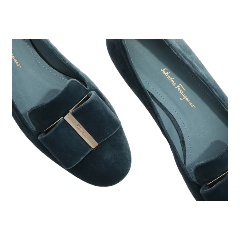 SALVATORE FERRAGAMO Sarno Women's 725068 Steel Blue Flats
