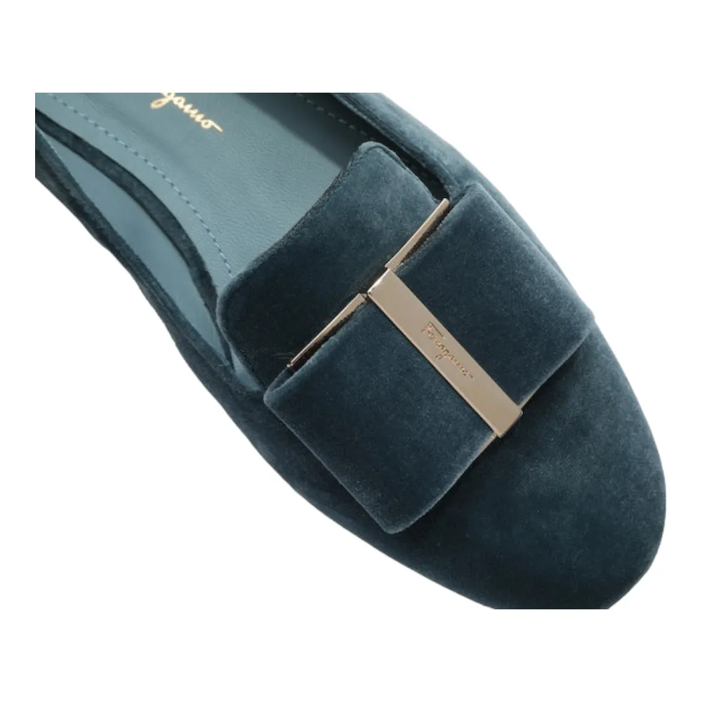 SALVATORE FERRAGAMO Sarno Women's 725068 Steel Blue Flats