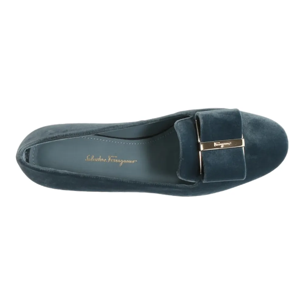 SALVATORE FERRAGAMO Sarno Women's 725068 Steel Blue Flats