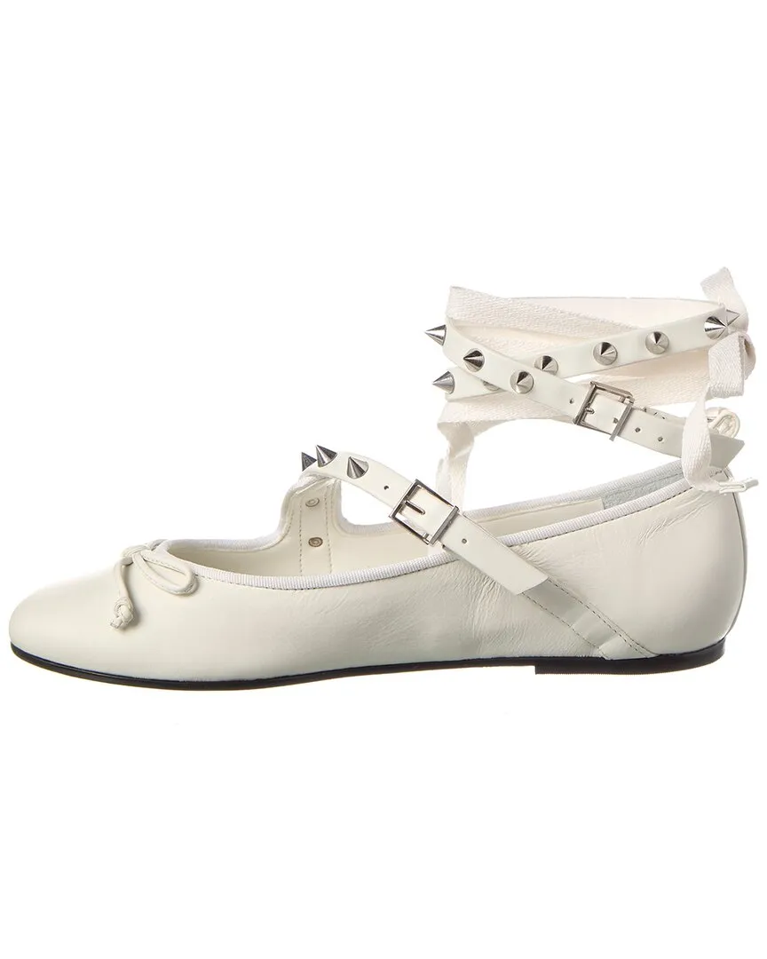 Schutz Larissa Lace Up Leather Flat Ballet