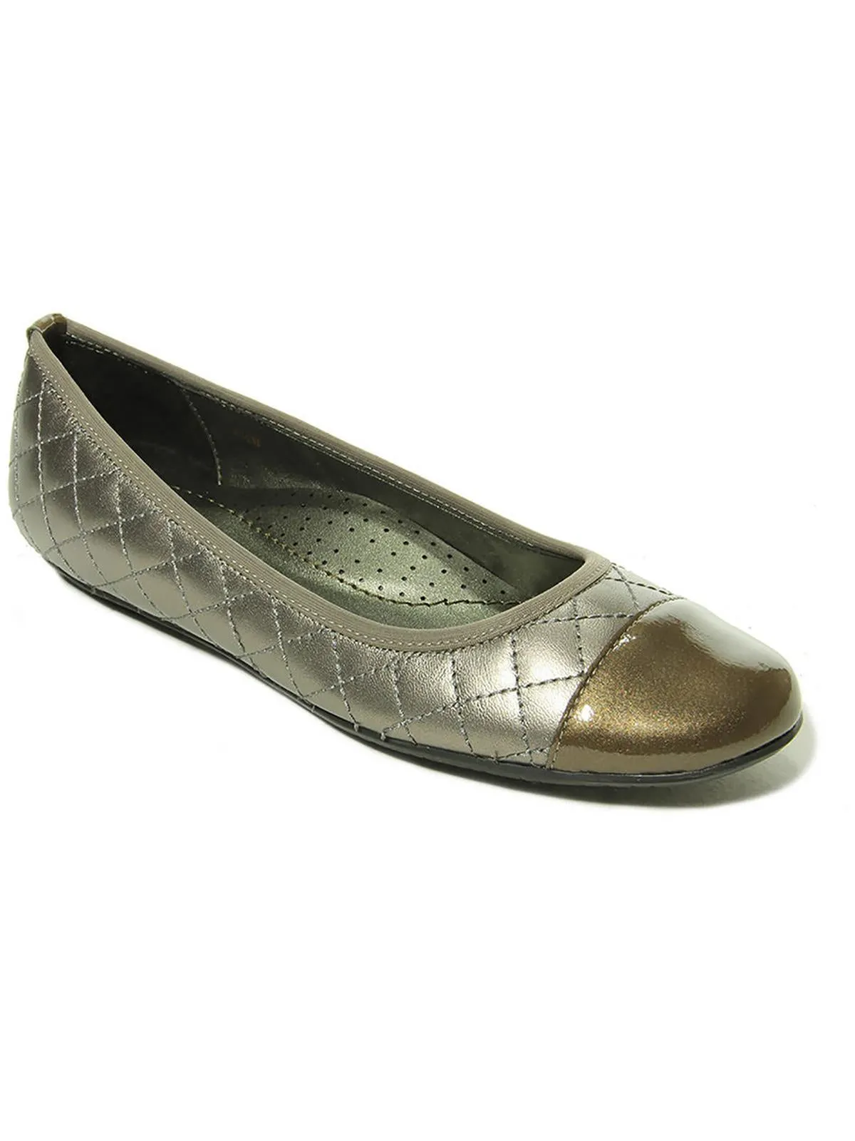 Serene Womens Leather Quilted Ballet Flats