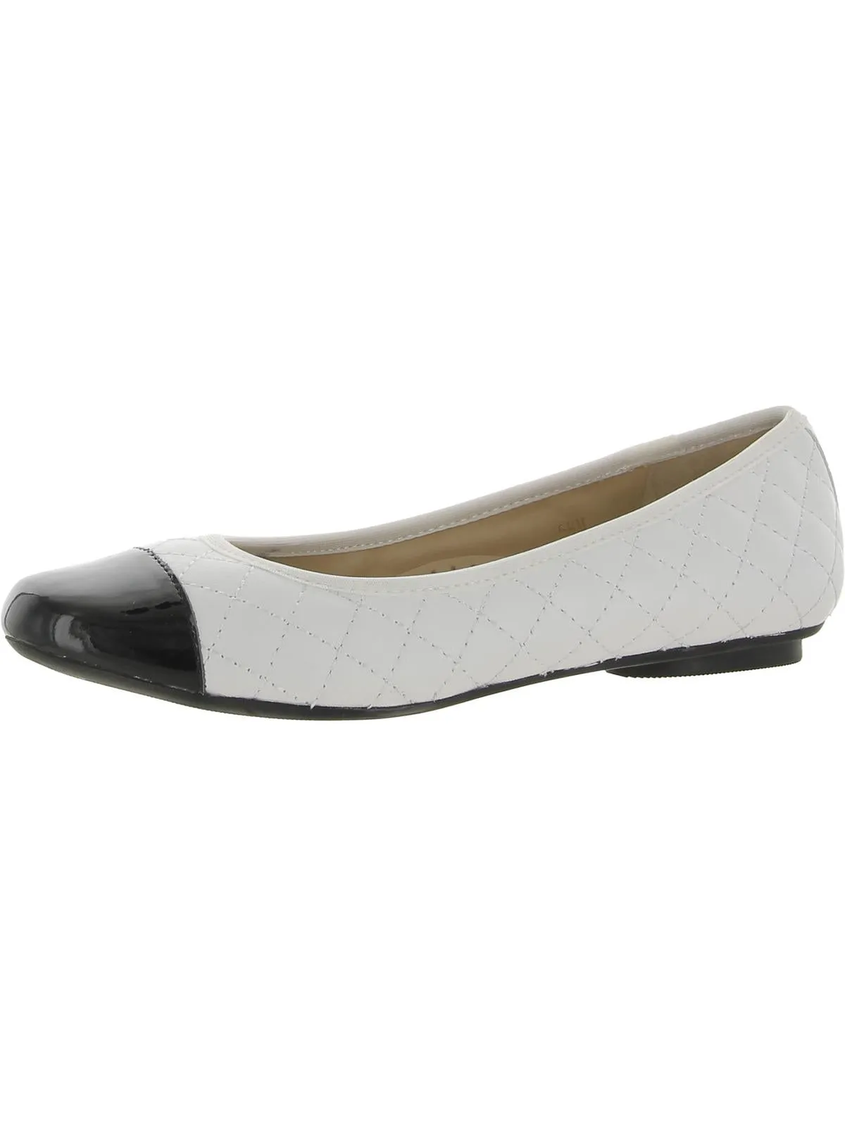 Serene Womens Leather Quilted Ballet Flats