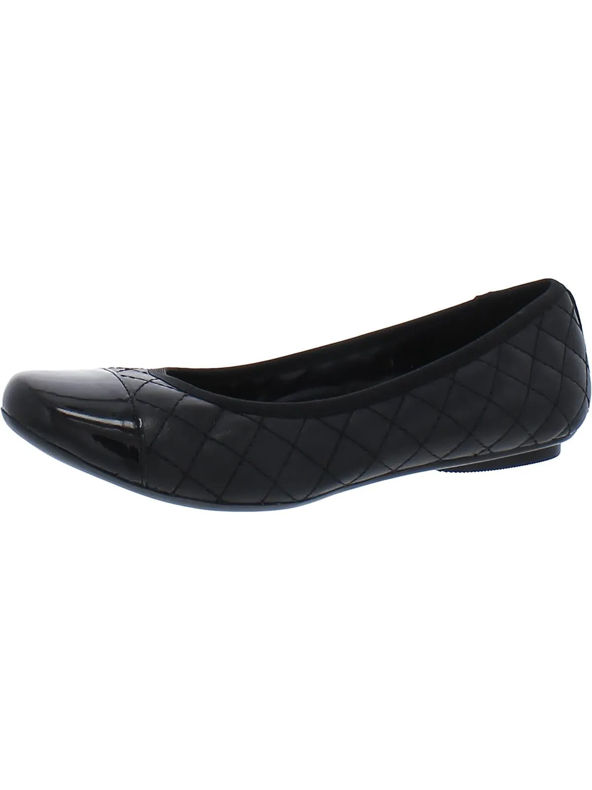 Serene Womens Leather Quilted Ballet Flats