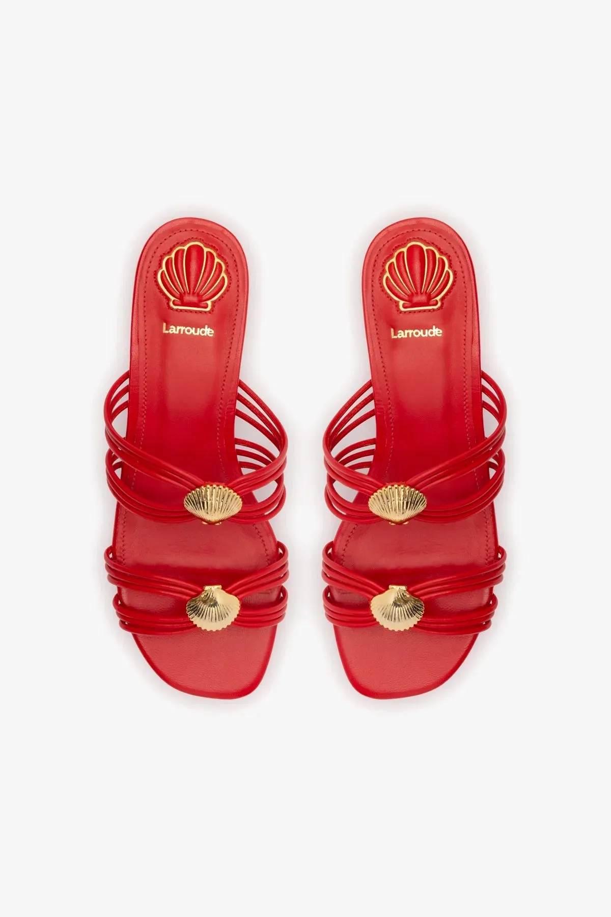 Shelly Flat Mule In Scarlet Leather