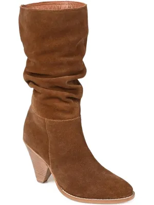 Syrinn Womens Suede Almond Toe Mid-Calf Boots