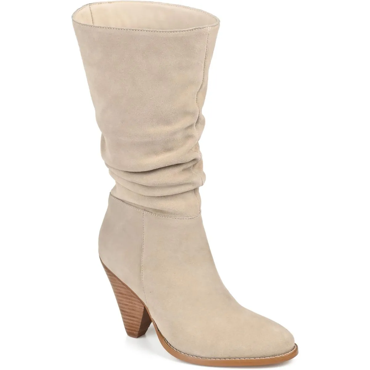 Syrinn Womens Suede Almond Toe Mid-Calf Boots