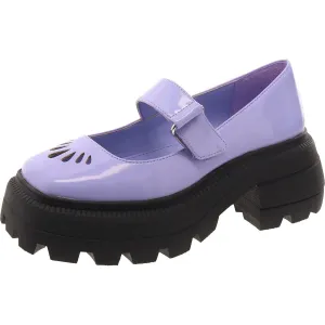 The Geli Combat Mary Jane Womens Patent Block Heel Mary Janes