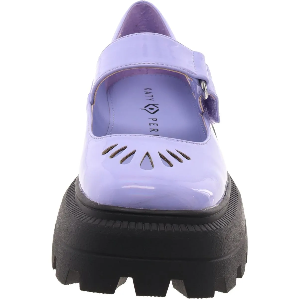The Geli Combat Mary Jane Womens Patent Block Heel Mary Janes