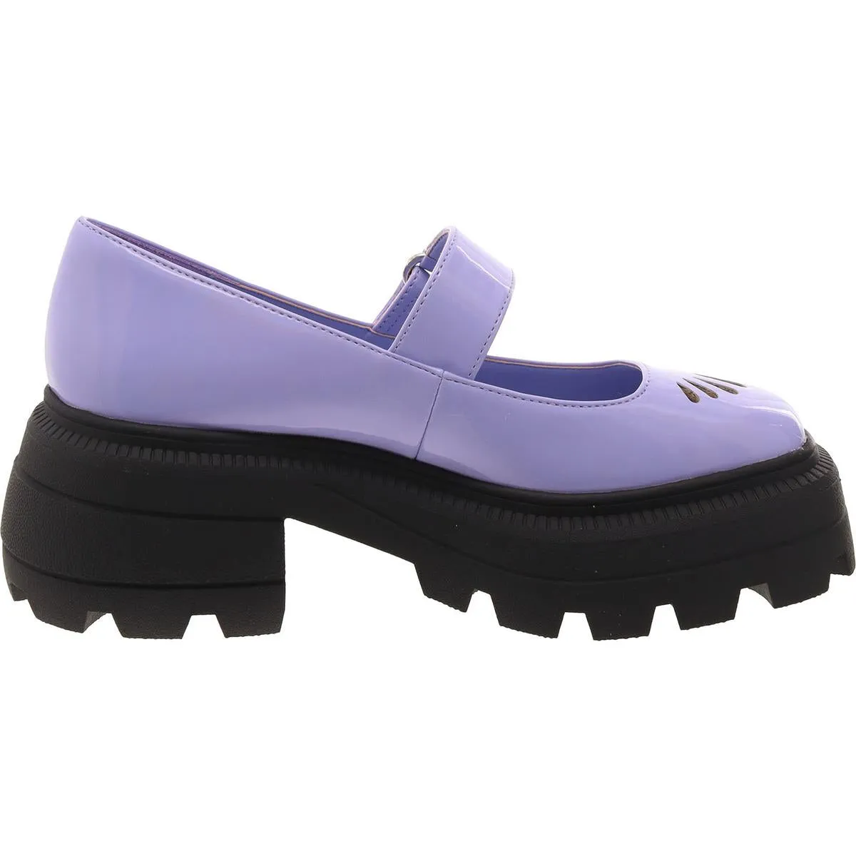The Geli Combat Mary Jane Womens Patent Block Heel Mary Janes
