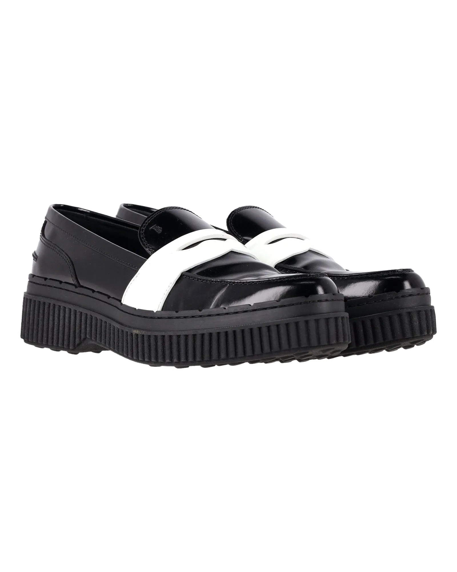 Tod's Platform Penny Loafers in Black Leather