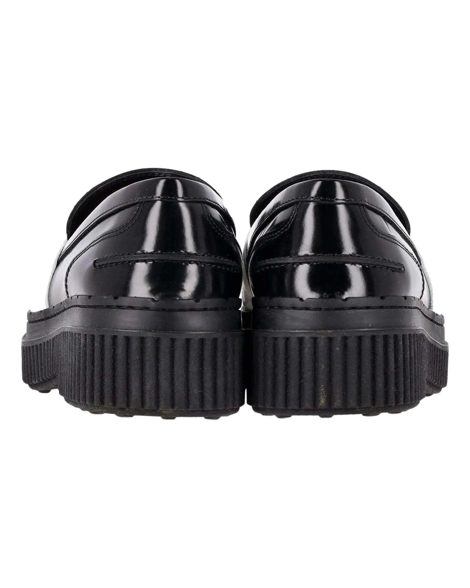 Tod's Platform Penny Loafers in Black Leather