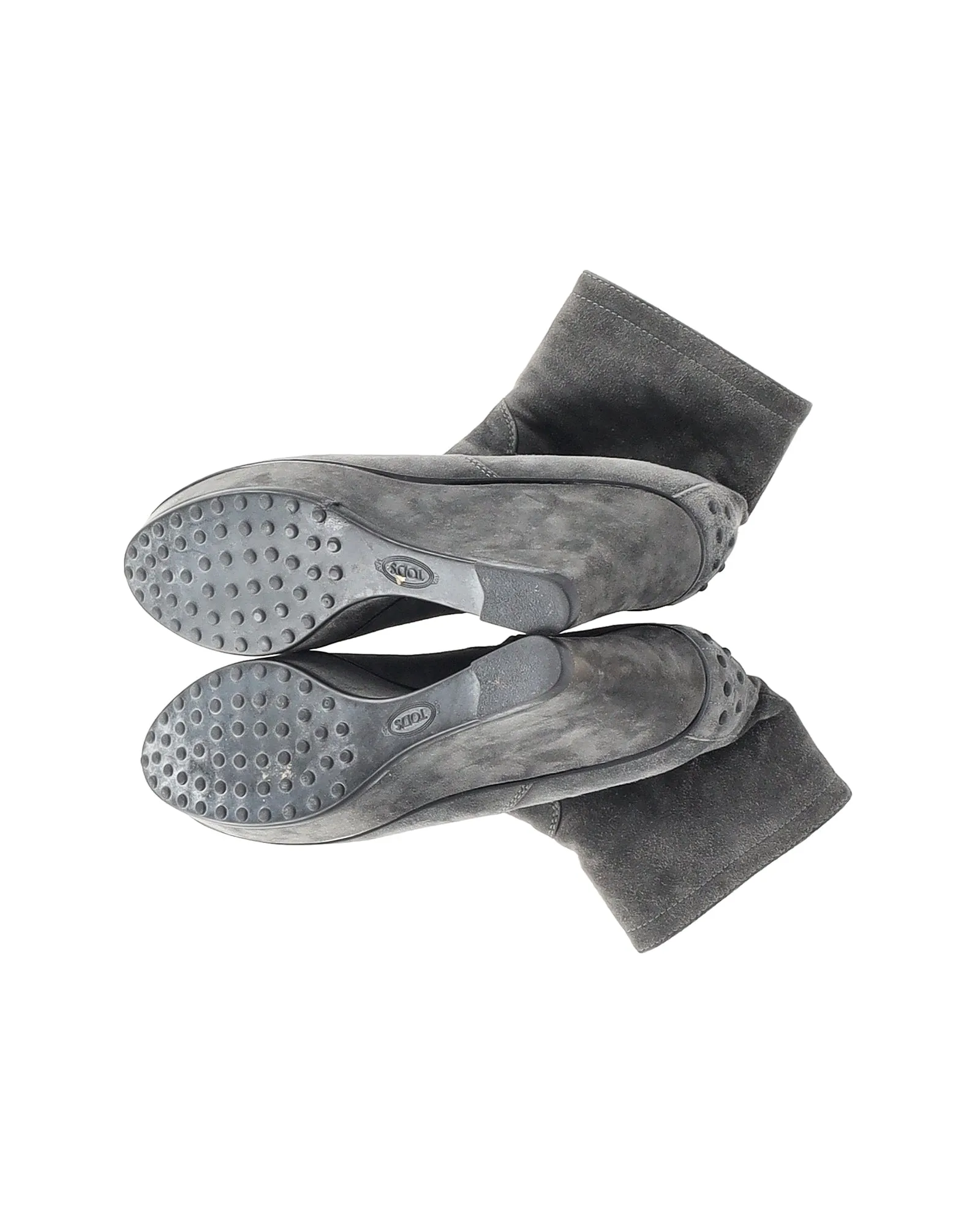 Tod's Wedge Ankle Boots in Grey Suede
