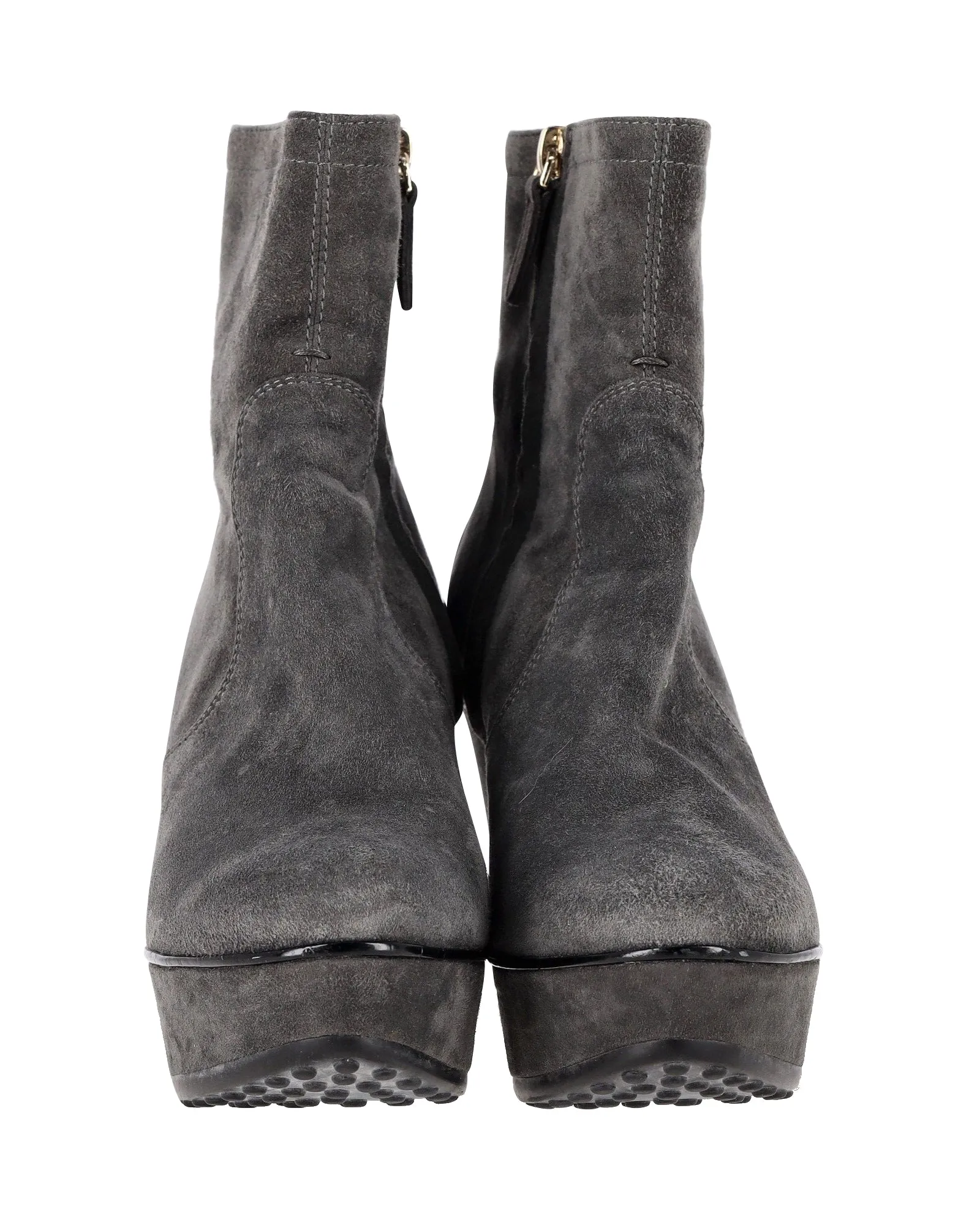 Tod's Wedge Ankle Boots in Grey Suede