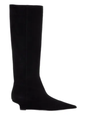 Toteme Women's  Suede Knee-High Boots With Low Heel