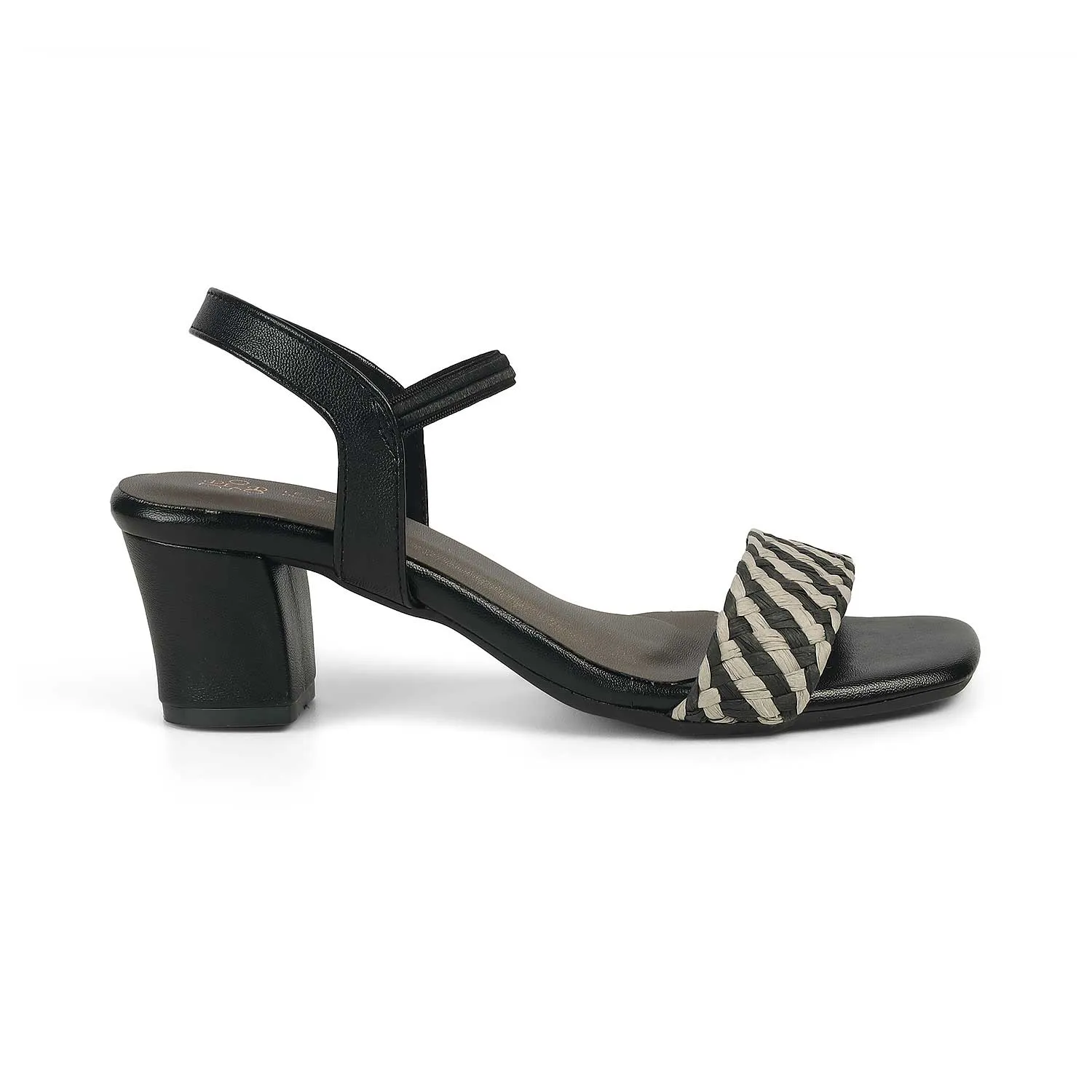Tresmode Cescross Black Women's Dress Block Heel Sandals