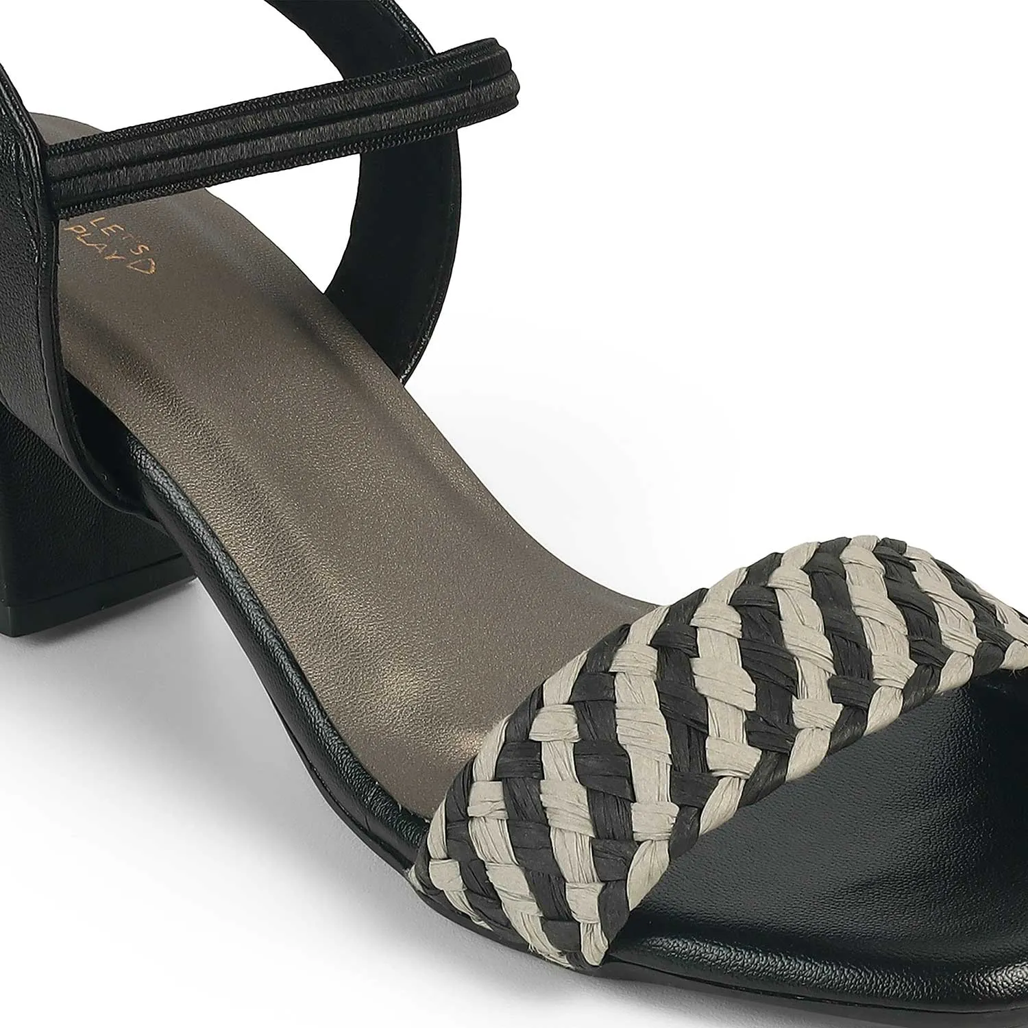 Tresmode Cescross Black Women's Dress Block Heel Sandals