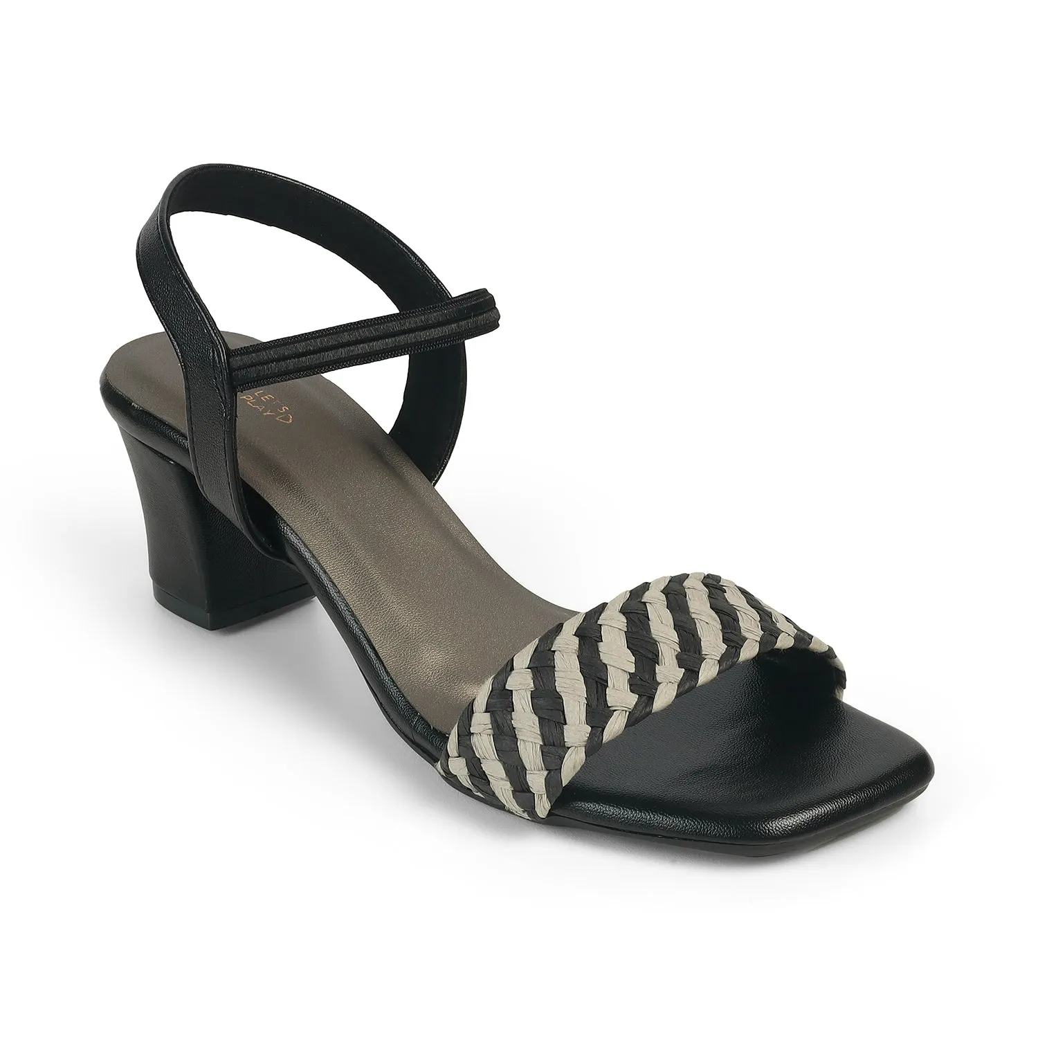 Tresmode Cescross Black Women's Dress Block Heel Sandals