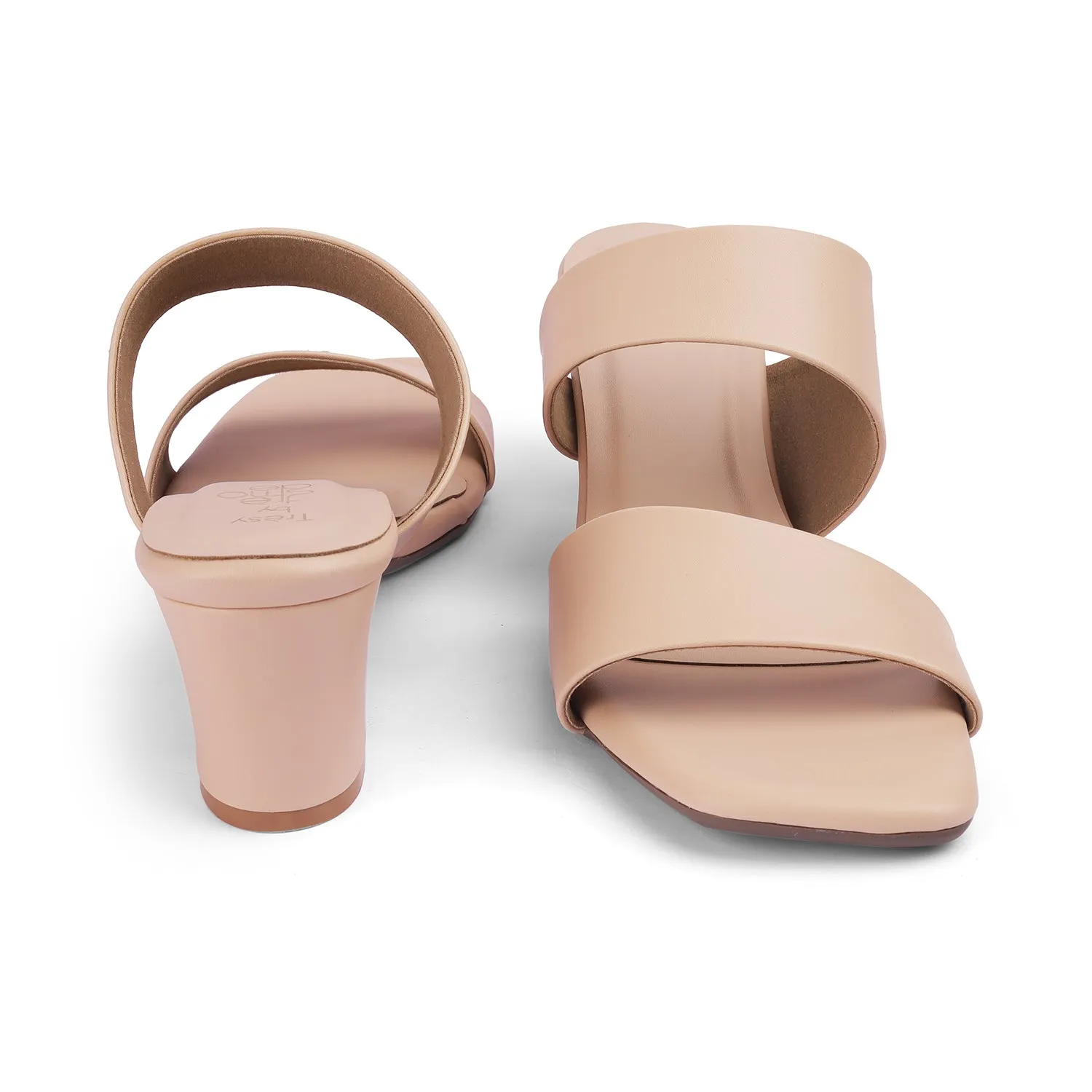 Tresmode Satania TMS-2 Beige Women's Dress Block Heel Sandals