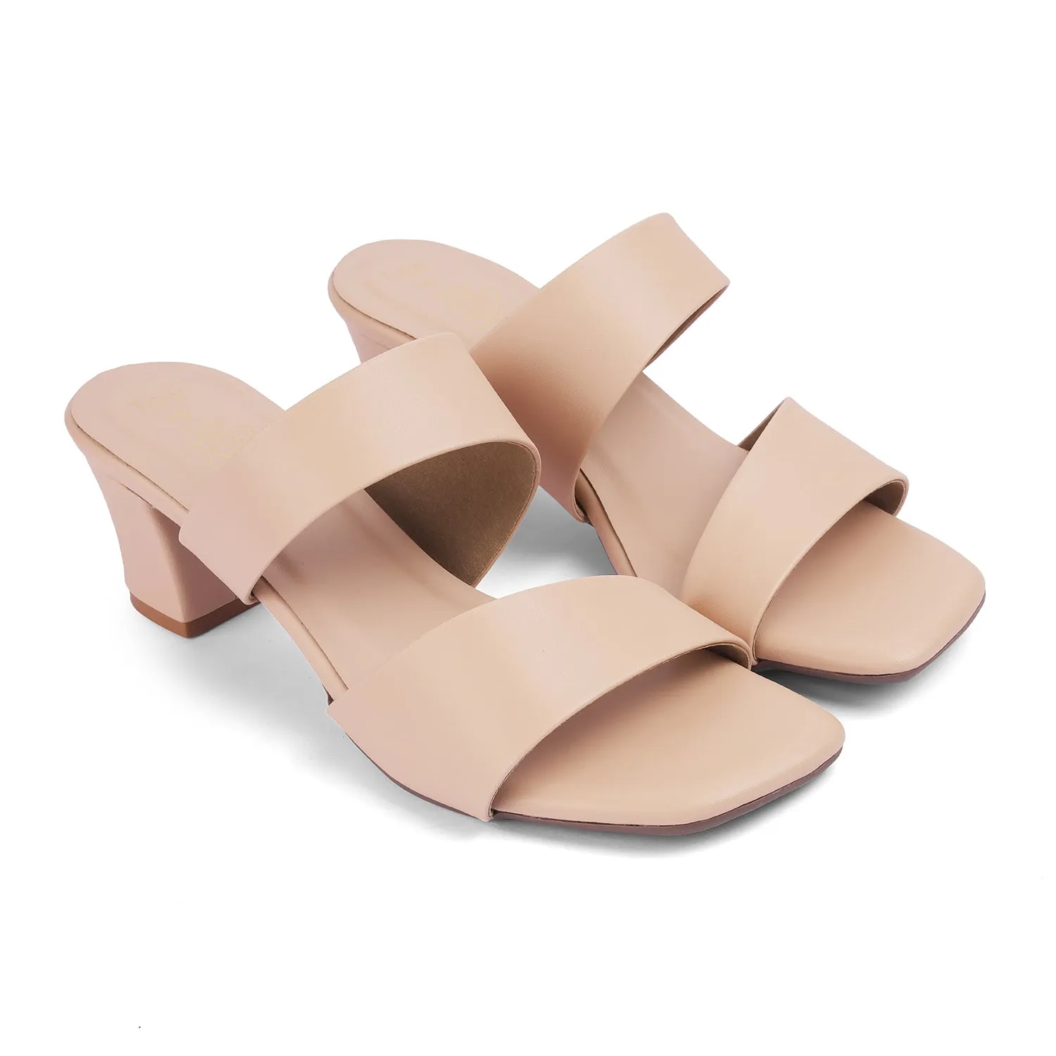 Tresmode Satania TMS-2 Beige Women's Dress Block Heel Sandals