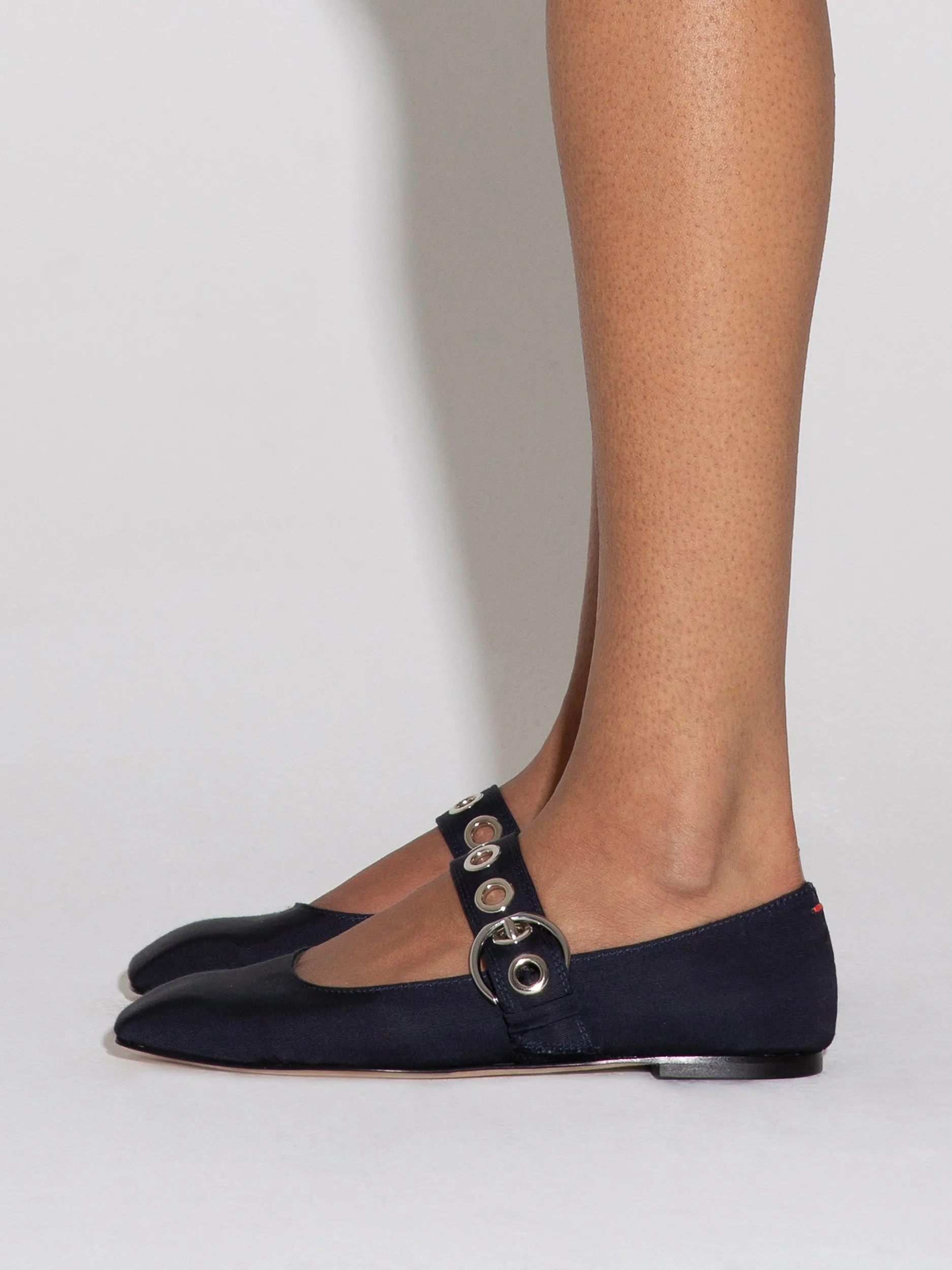 Uma Eyelet Grosgrain Mary-Jane Flats