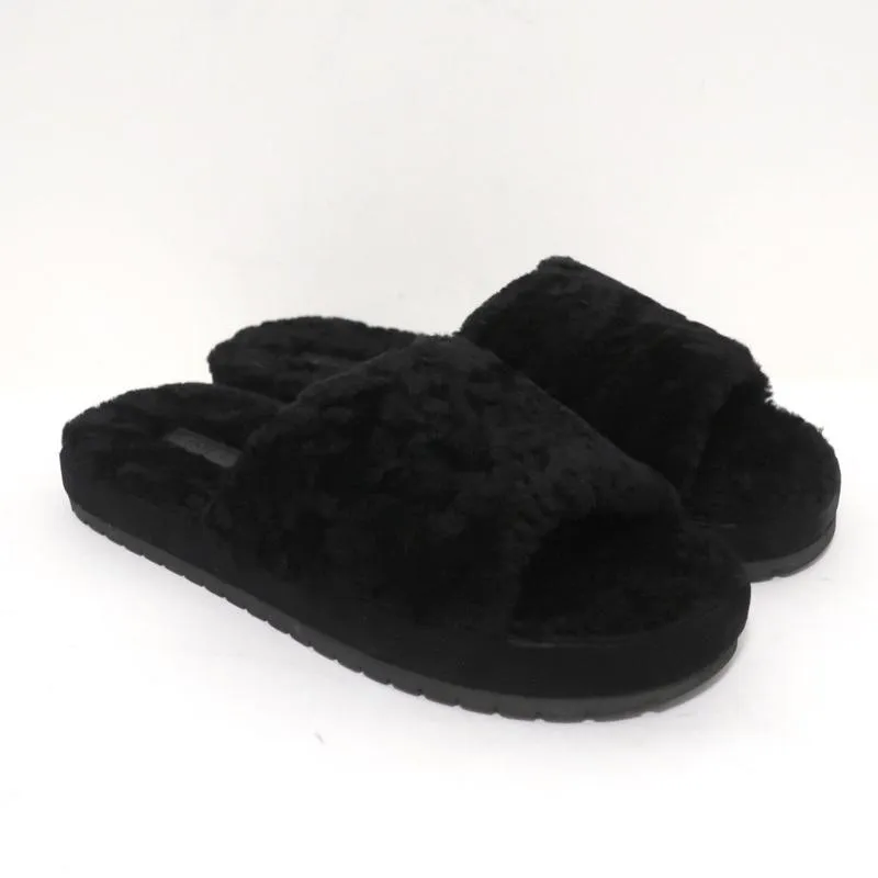 Vince Kalina Shearling Slipper Slide Sandals Black Size 9.5 NEW