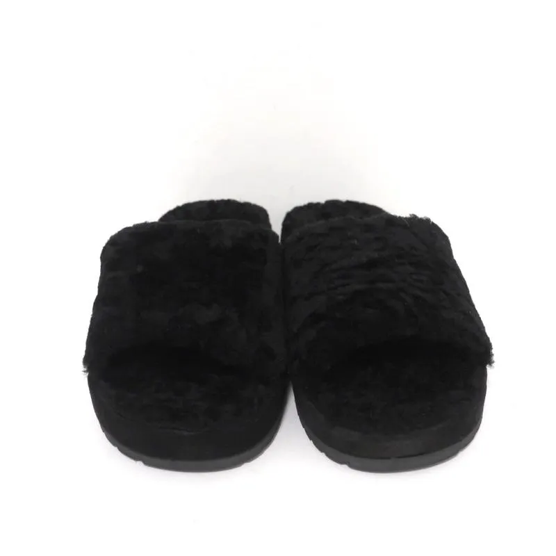 Vince Kalina Shearling Slipper Slide Sandals Black Size 9.5 NEW