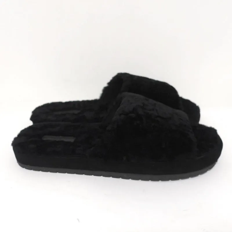 Vince Kalina Shearling Slipper Slide Sandals Black Size 9.5 NEW