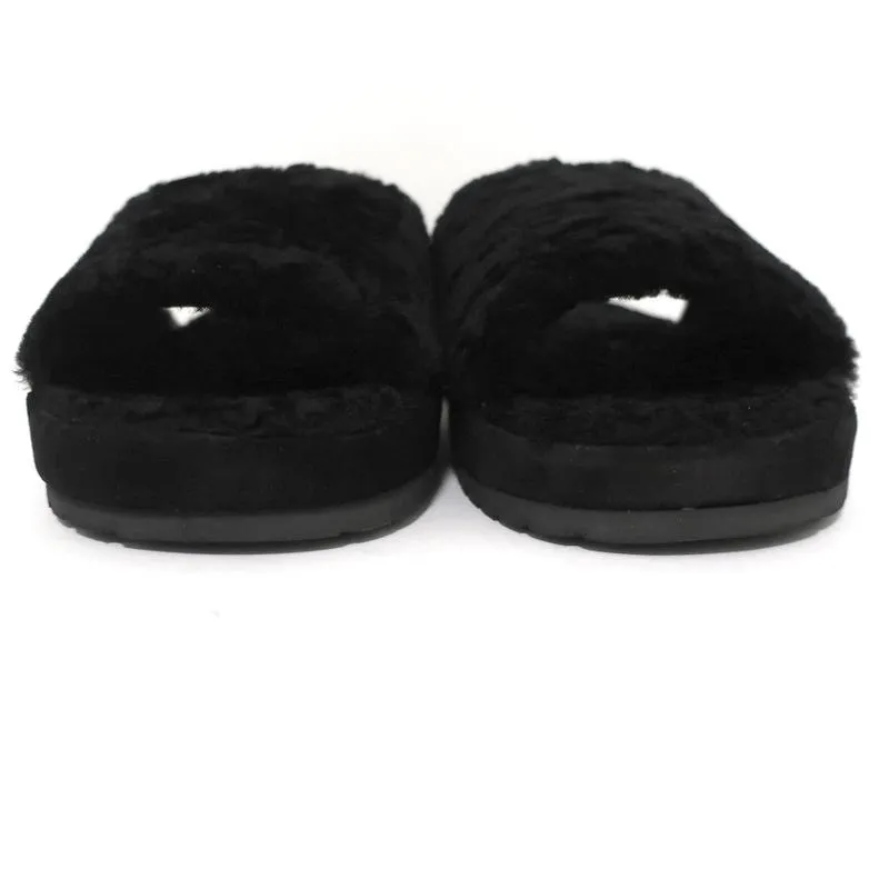Vince Kalina Shearling Slipper Slide Sandals Black Size 9.5 NEW