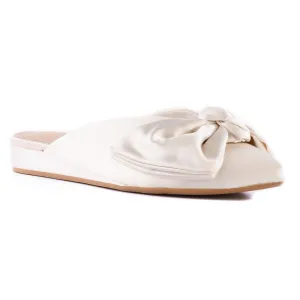 Wedding Bells Womens Bow Satin Mules