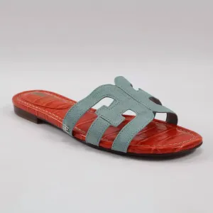 Women's Bay Lizard Print Flat Sandals In Blue Lizard Print