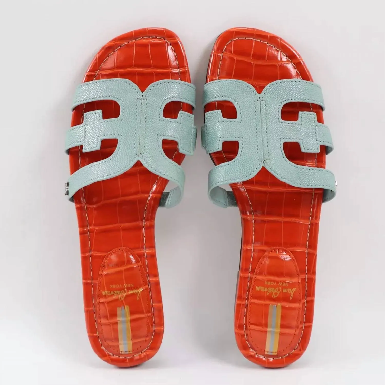 Women's Bay Lizard Print Flat Sandals In Blue Lizard Print