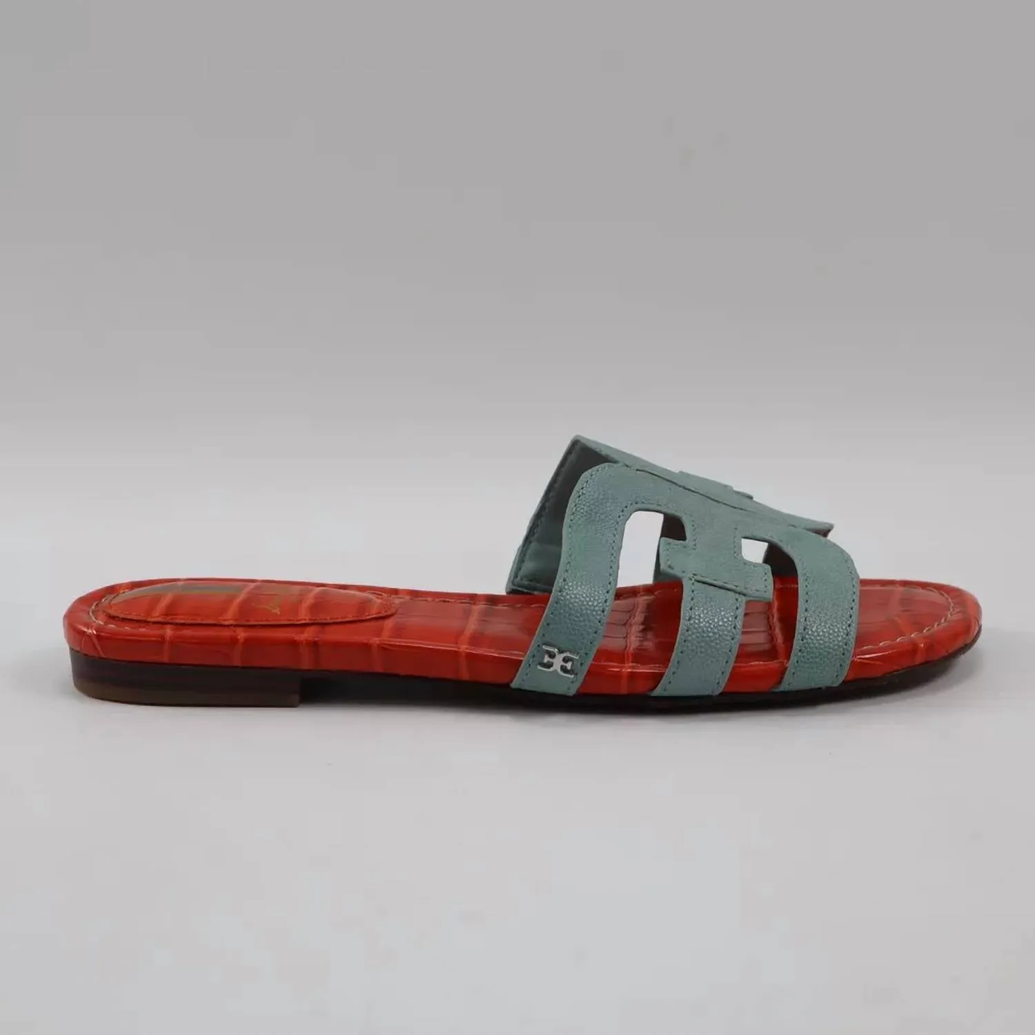 Women's Bay Lizard Print Flat Sandals In Blue Lizard Print