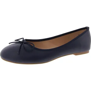 Womens Bow Faux Leather Ballet Flats