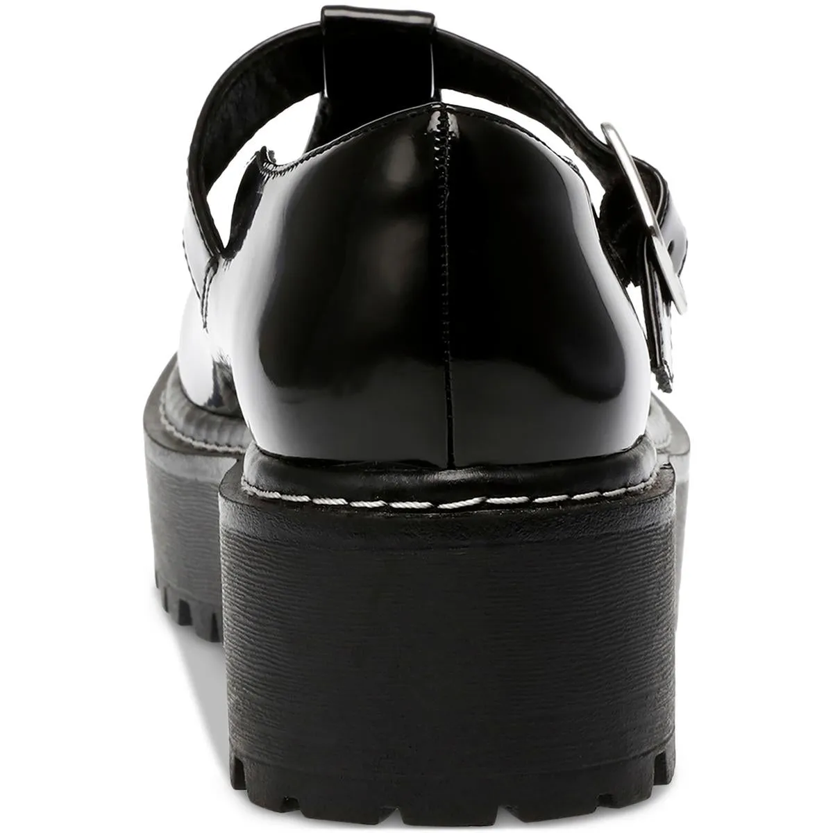 Womens Faux Leather Buckle Mary Janes