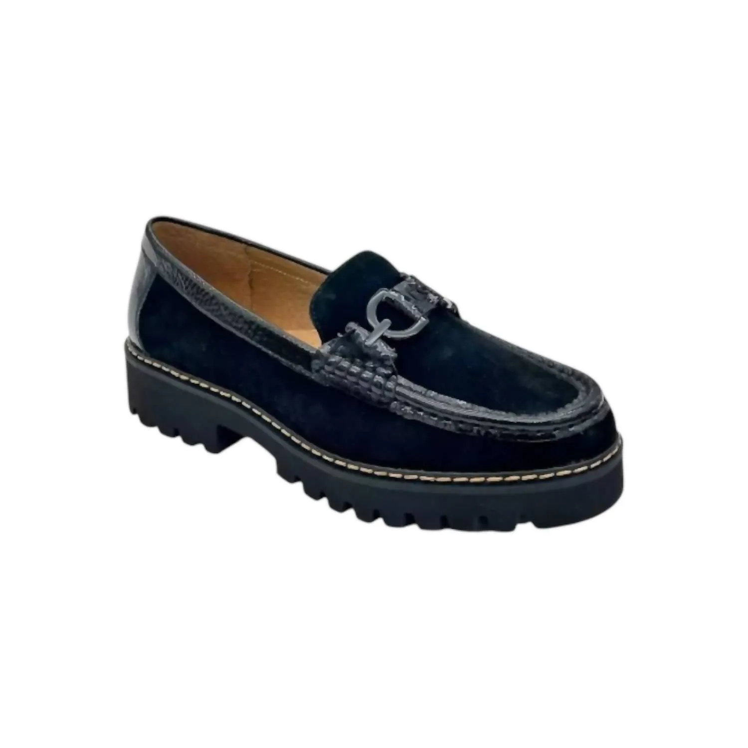 Women's Helio Suede Loafers In Black Calf Suede