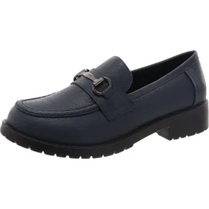 Womens Leather Embellished Loafers
