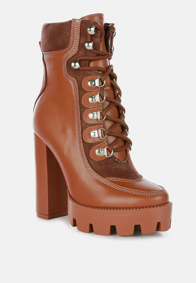 yeti high heel lace up biker boots