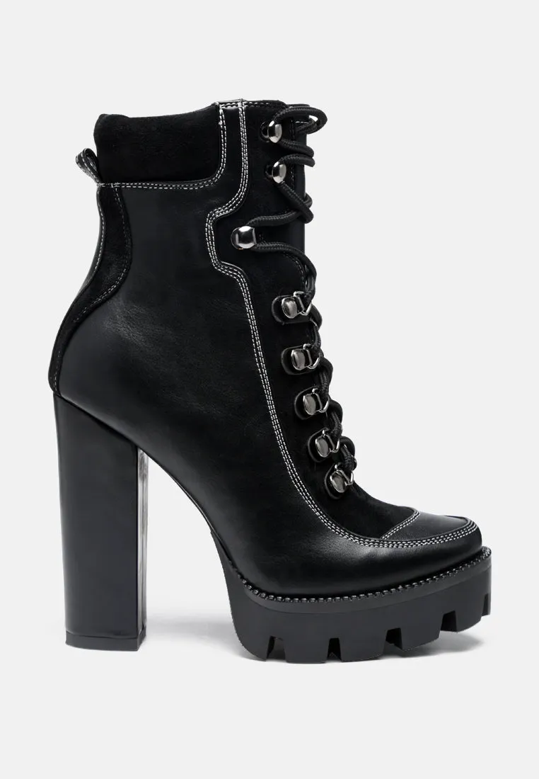 yeti high heel lace up biker boots