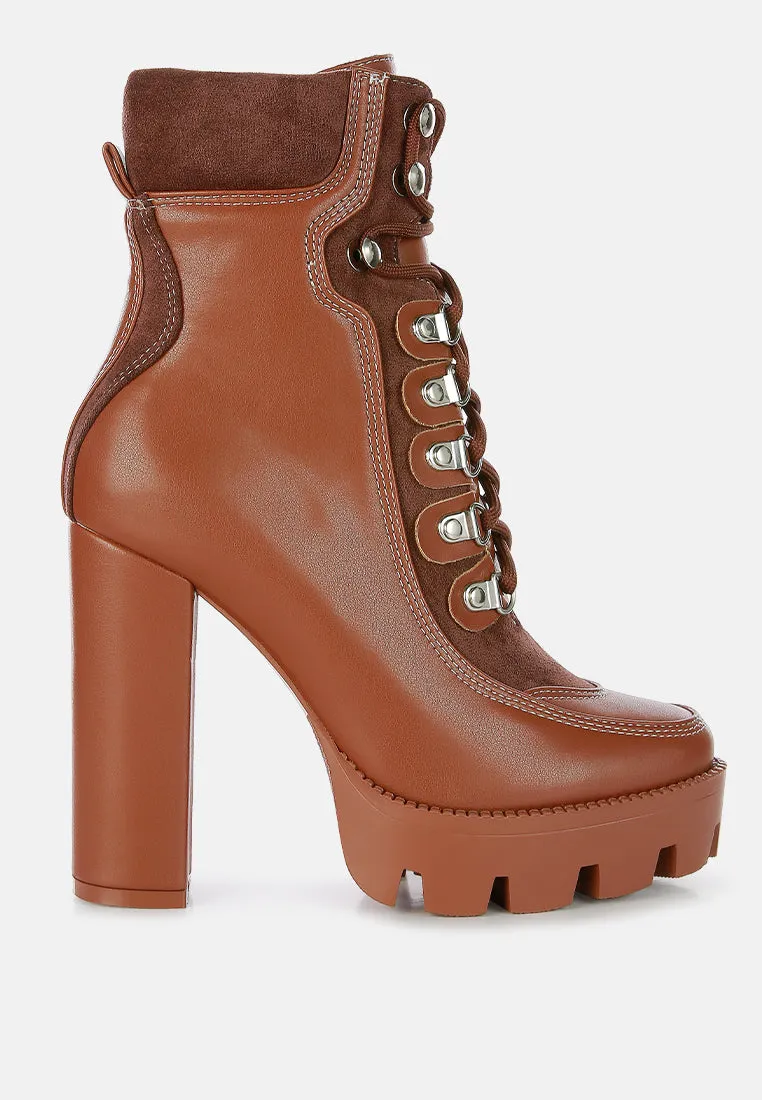yeti high heel lace up biker boots