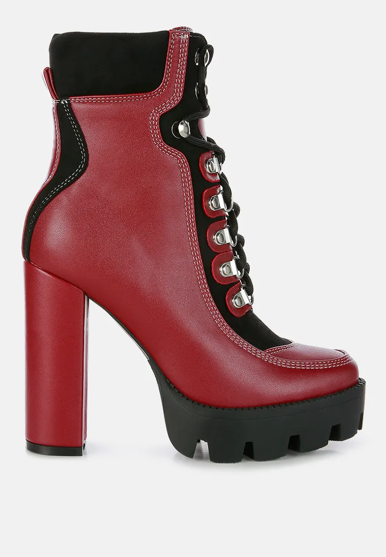 yeti high heel lace up biker boots