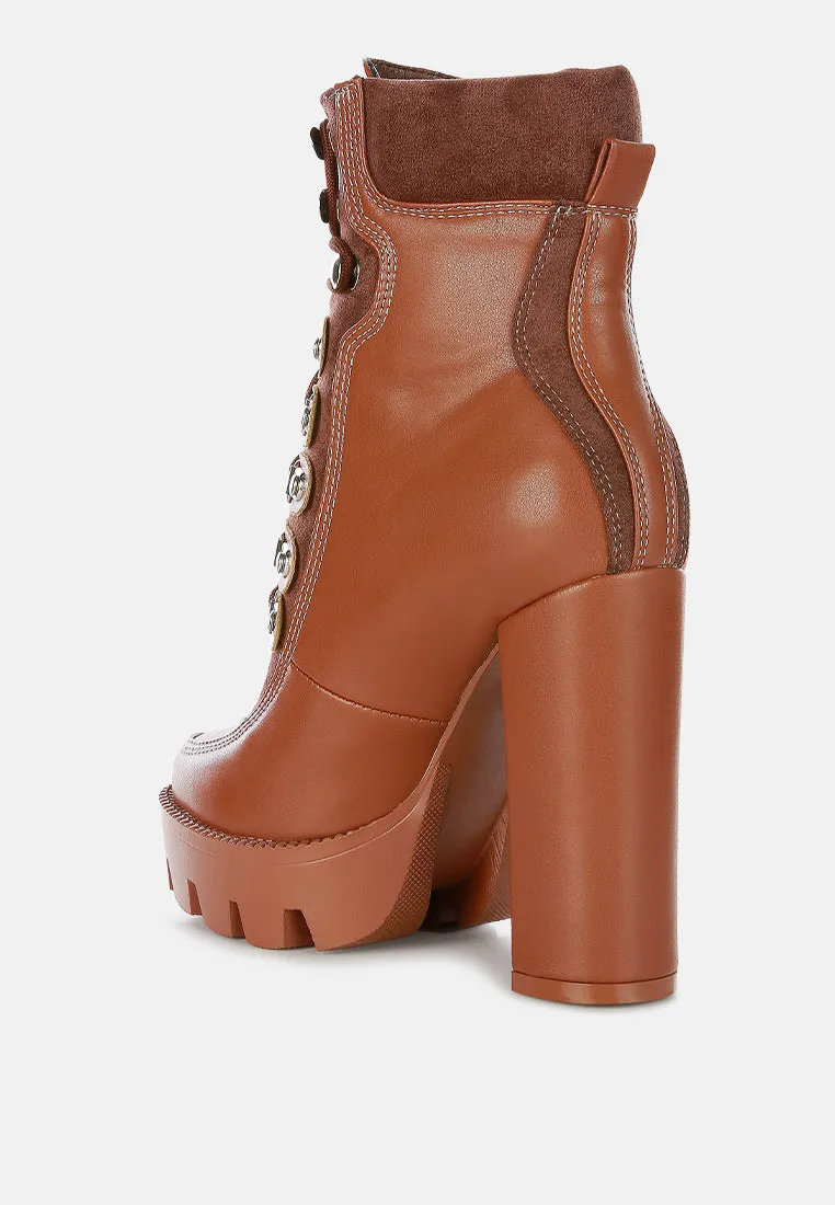 yeti high heel lace up biker boots